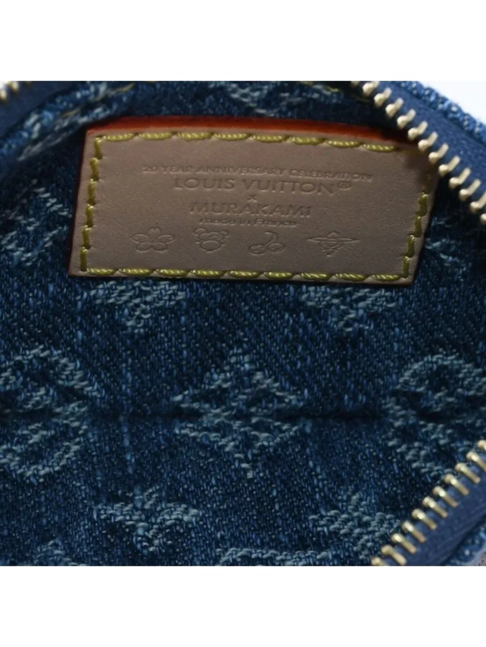 Louis Vuitton Pochette Cles Monogram Cherry Denim Coin Purse Takashi Murakami